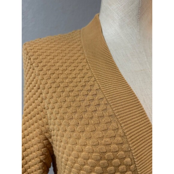 COS Women’s Textured Cotton V-Neck Cardigan Sweater size XS Mustard Tan Elegant - Picture 5 of 10
